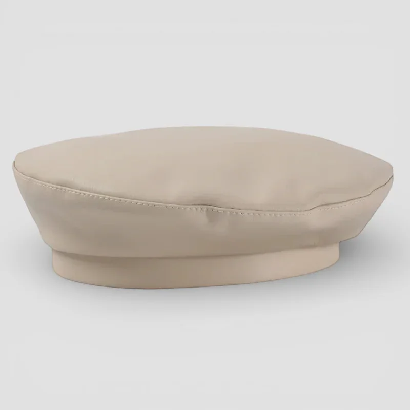 Beige Leather Beret