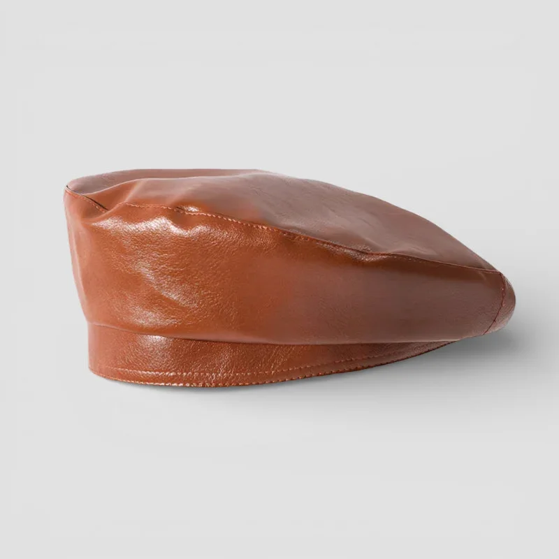Brown Leather Beret