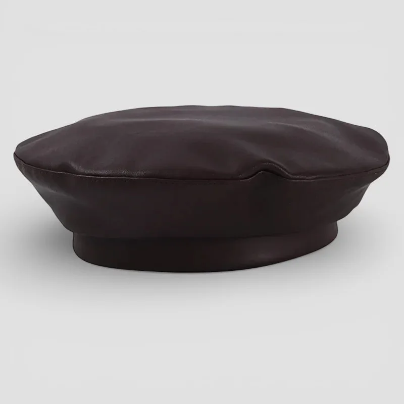 Dark Red Leather Beret