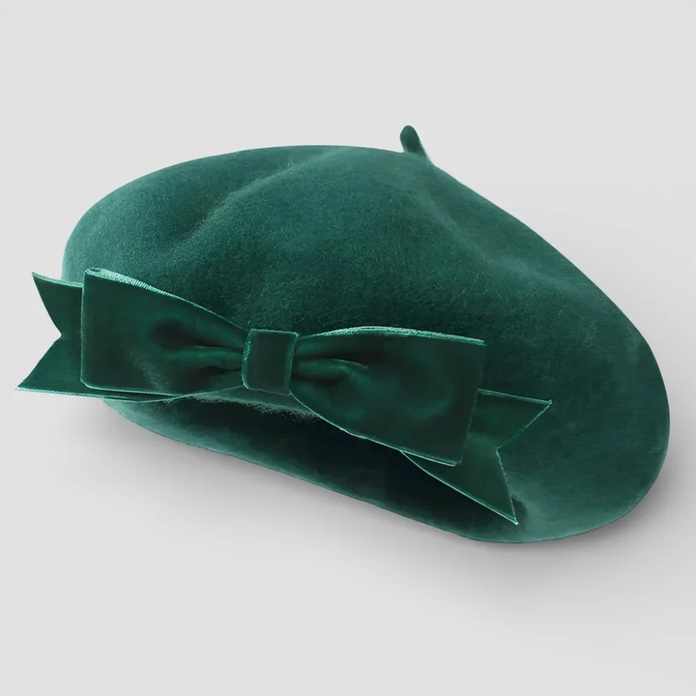 Green Wool Beret
