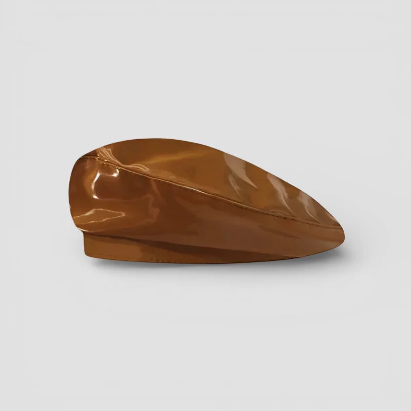 Leather Beret With Brim