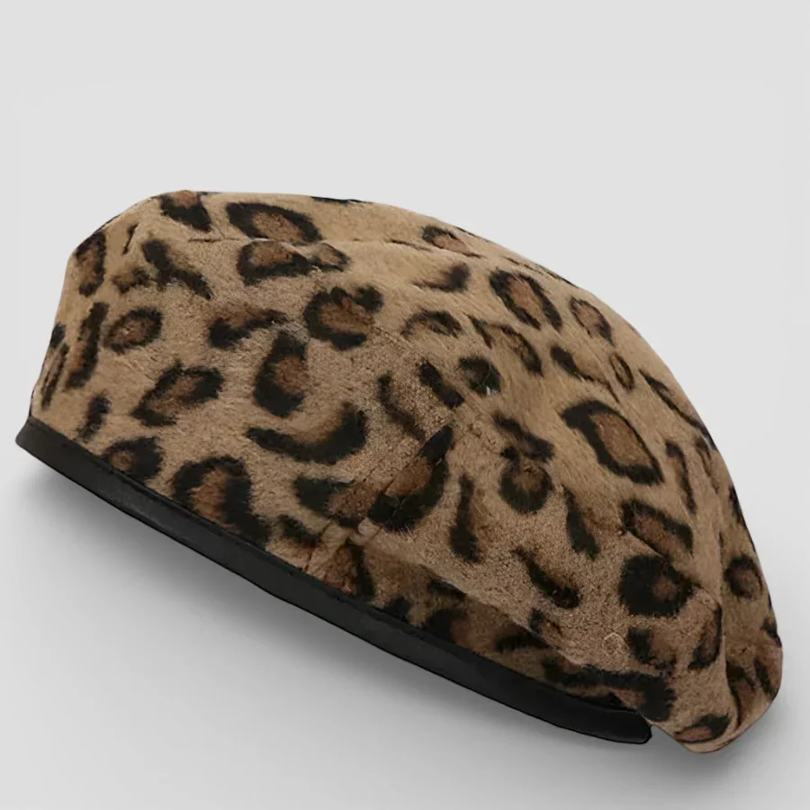Leopard Print Beret Hat