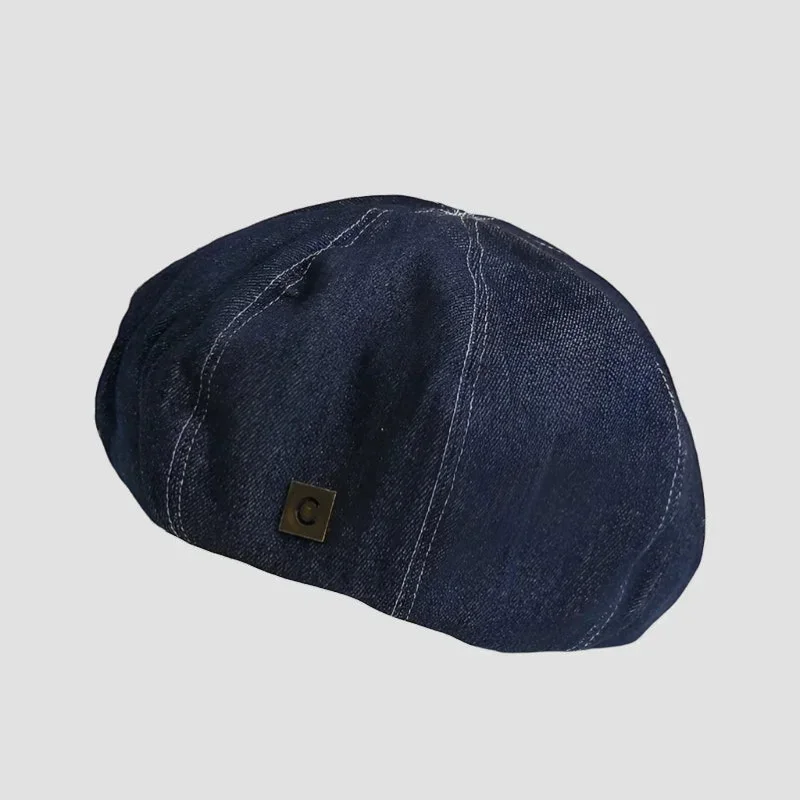Navy Blue Denim Beret