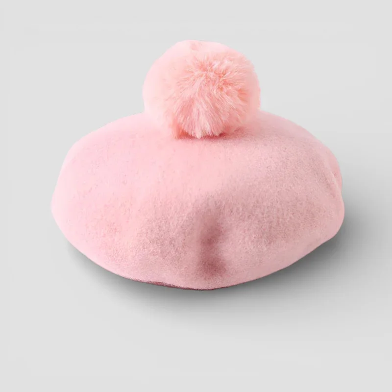 Pink Beret with Pom Pom