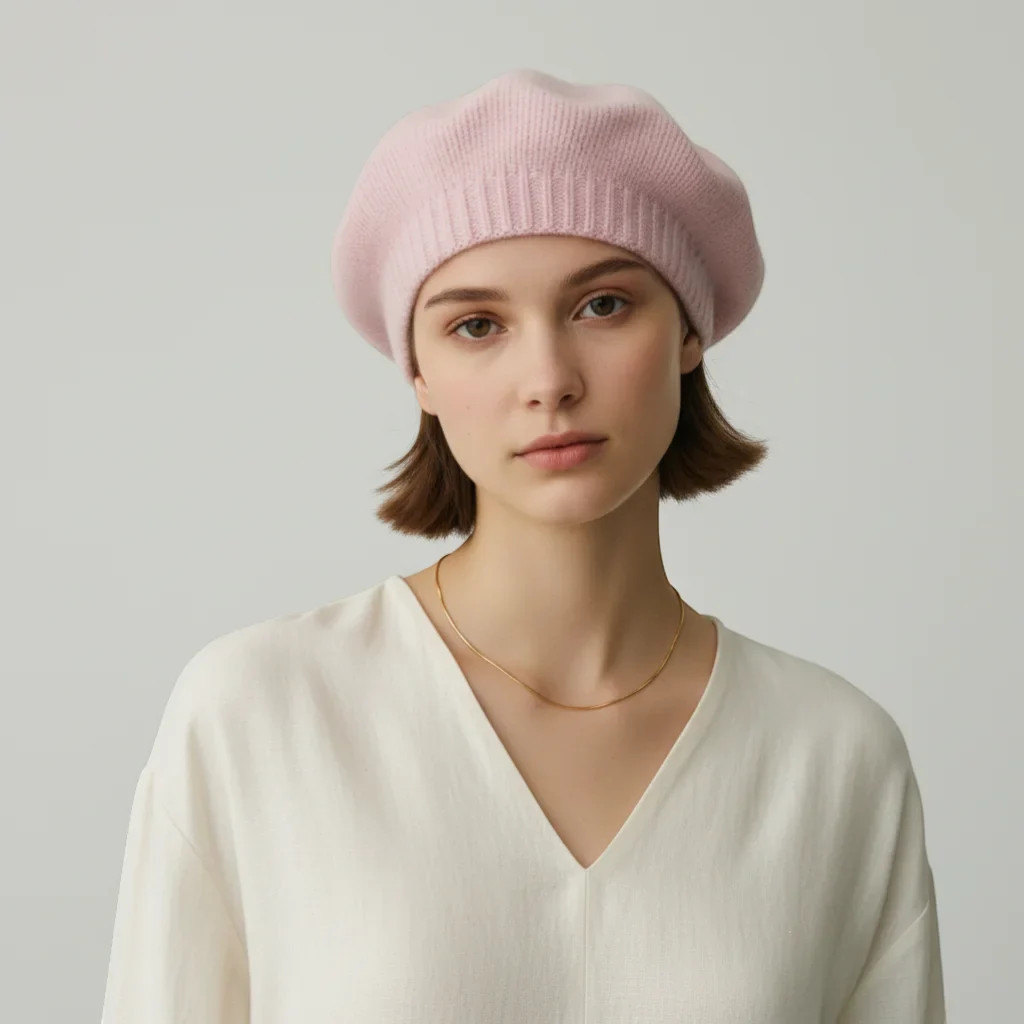 Pink Wool Beret - Image 2