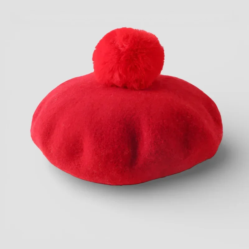 Red Beret with Pom Pom