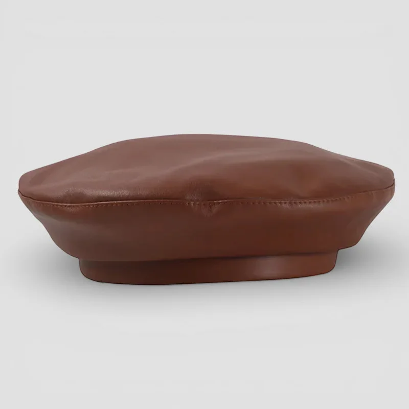 Tan Leather Beret