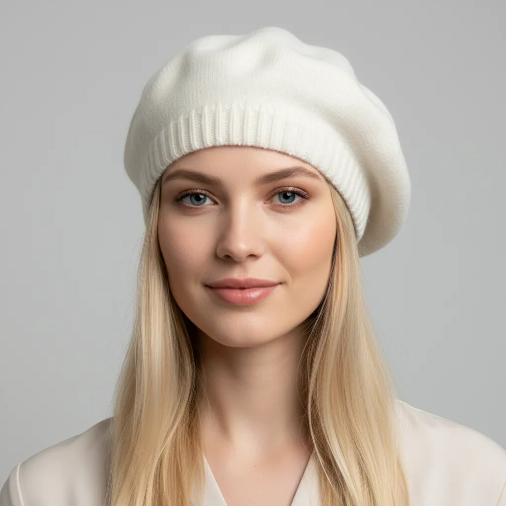 White Cotton Beret - Image 2